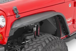 Jeep Wrangler Fender Flare - Front - Rough Country - Tubular Steel - Black - '07-'18 Jeep Wrangler Fender Flare - Front - Rough Country - Tubular Steel - Black - '07-'18